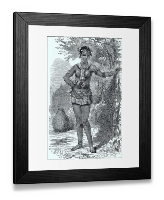 Framed Print : Zulu Cape Girl in 1878, Historic Framed Print : Zulu Cape Girl in 1878, Historic