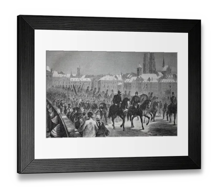 Framed Print : German troops marching across the Loire at Orleans on 5 December Framed Print : German troops marching across the Loire at Orleans on 5 December