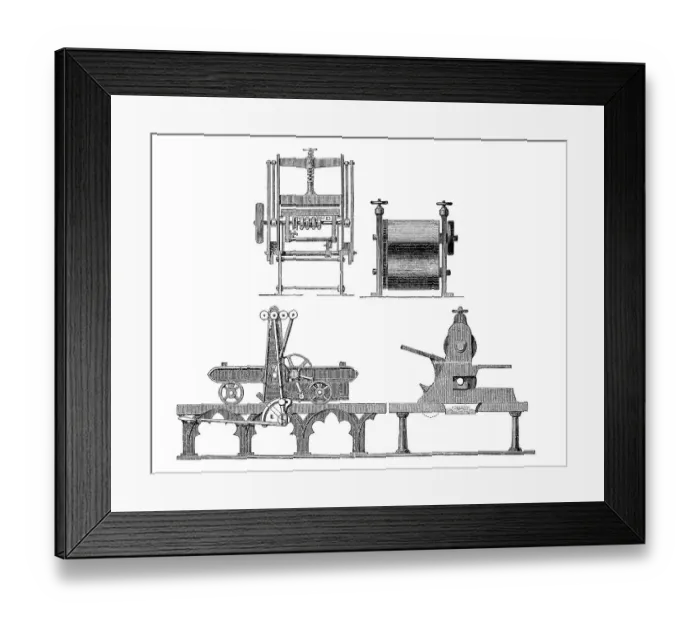 Framed Print : Drawing of the various views, industrial product from 1880 Framed Print : Drawing of the various views, industrial product from 1880