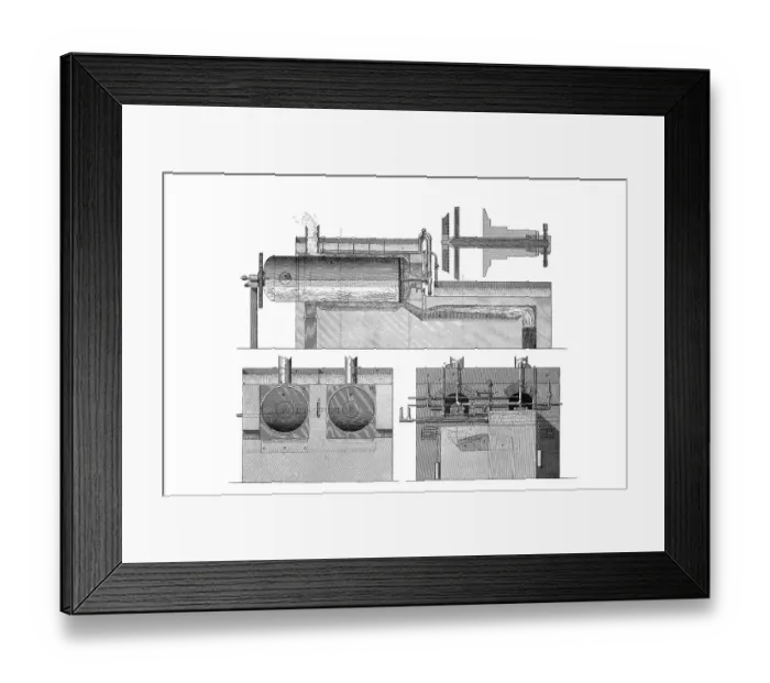 Framed Print : Drawing of a machine or apparatus for the production of paper pulp from straw Framed Print : Drawing of a machine or apparatus for the production of paper pulp from straw