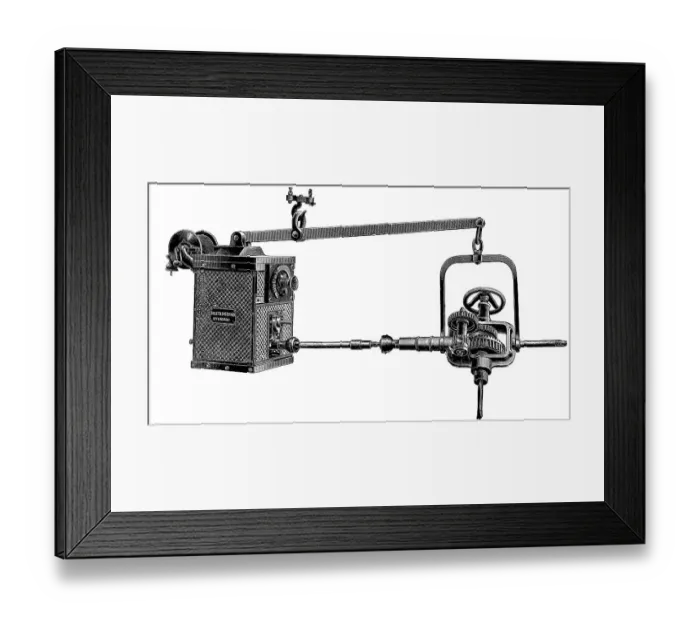 Framed Print : Illustration of a portable electric drill by Coolet & Engelhard