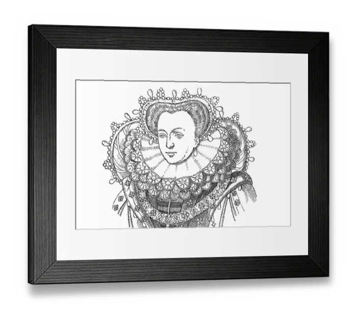 Framed Print : Attifet or Stuart bonnet, in 1590 Framed Print : Attifet or Stuart bonnet, in 1590