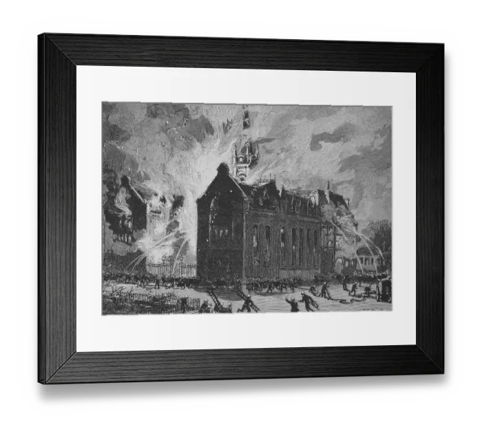 Framed Print : The fire at the Benedictine distillery in Fecamp