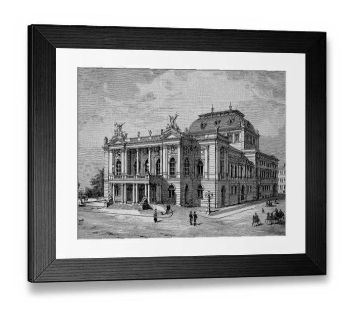 Framed Print : The New Theatre of Zurich in 1890