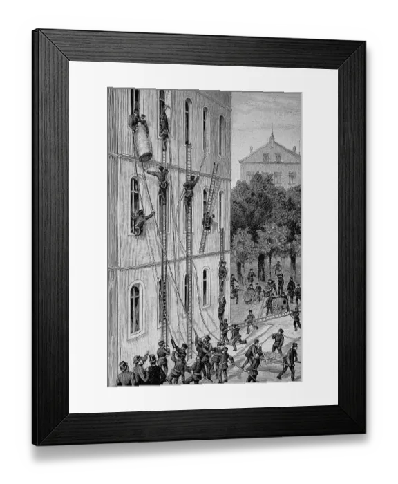 Framed Print : Exercise for rescuing fire patients in a Berlin hospital