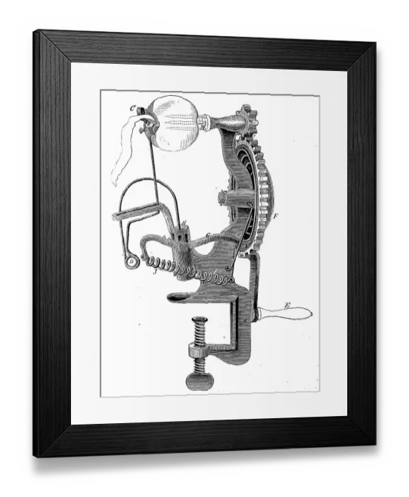 Framed Print : American machine for peeling apples