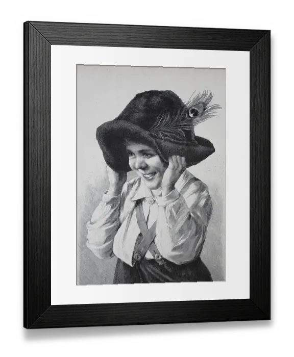 Framed Print : Boy Playing and Having Fun with Hat and Braces Framed Print : Boy Playing and Having Fun with Hat and Braces