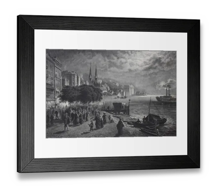Framed Print : A Summer Evening in 1880 in Lucerne on the Lake Framed Print : A Summer Evening in 1880 in Lucerne on the Lake