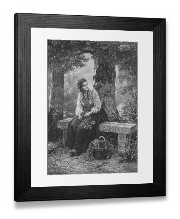 Framed Print : Young mother sitting on a bench Framed Print : Young mother sitting on a bench