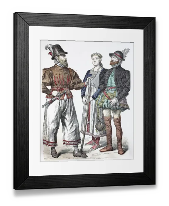 Framed Print : Folk traditional costume, clothing