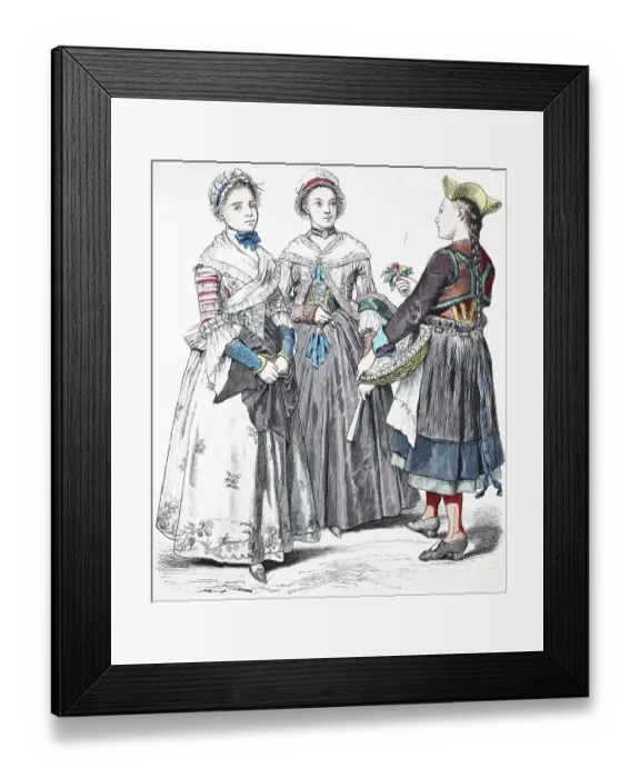 Framed Print : Folk traditional costume, clothing