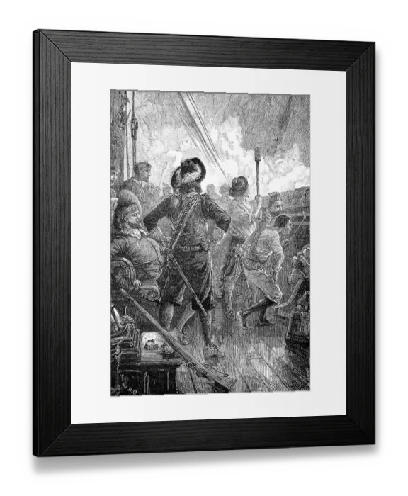 Framed Print : A Battle at Sea in the 17th century