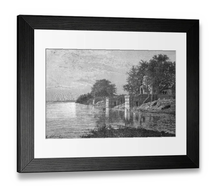 Framed Print : Temple Le Sutti Chowra Ghat on the Ganges