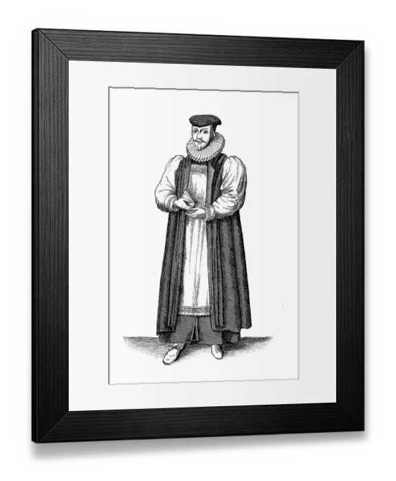 Framed Print : Bishop in robe from the time of Charles II around 1695 Framed Print : Bishop in robe from the time of Charles II around 1695