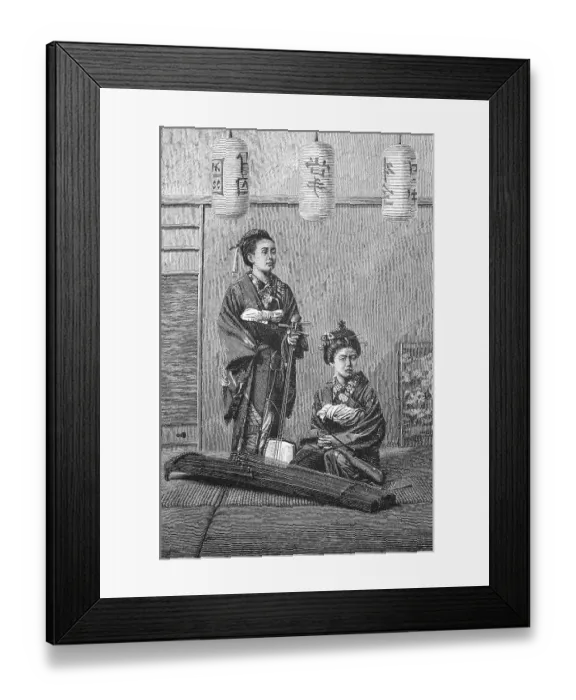 Framed Print : Japanese Girl with Musical Instruments