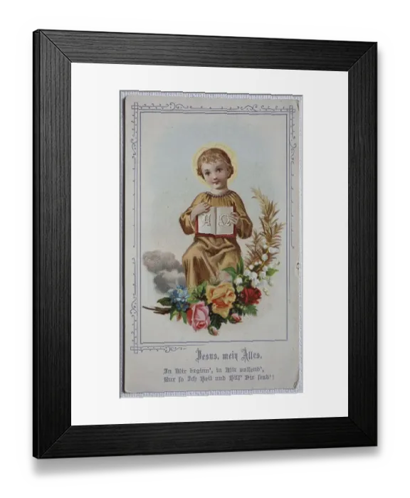 Framed Print : Image of a Saint, Child Jesus with Alpha and Omega Framed Print : Image of a Saint, Child Jesus with Alpha and Omega