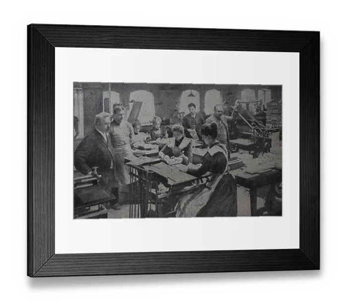 Framed Print : Finance, Money, Smoothing and trimming of Reichskassenscheine Framed Print : Finance, Money, Smoothing and trimming of Reichskassenscheine