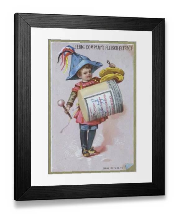 Framed Print : Picture series of children as musicians with an instrument from a Liebig box: kettledrum Framed Print : Picture series of children as musicians with an instrument from a Liebig box: kettledrum