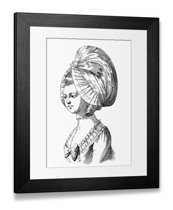 Framed Print : Lady's head with dormeuse, Parisian woman at the beginning of the revolution