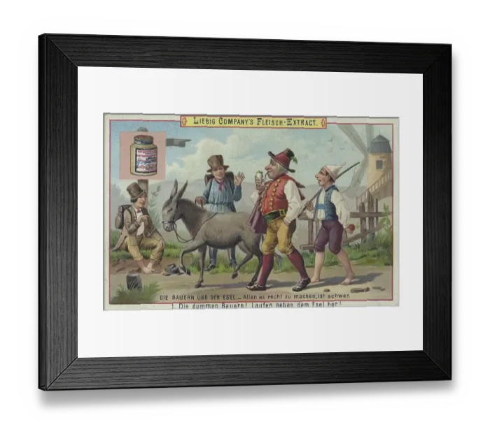 Framed Print : The peasants and the donkey, it is difficult to please everyone