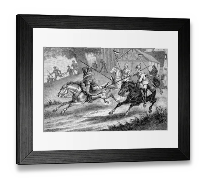 Framed Print : Prussian Hussars and Cuirassiers armed with lances Framed Print : Prussian Hussars and Cuirassiers armed with lances