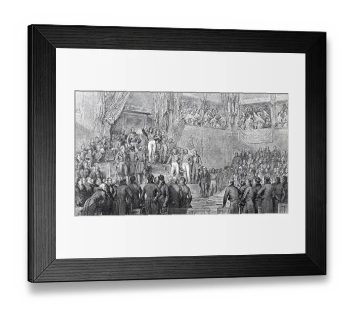 Framed Print : King Louis Philipp takes the oath of allegiance to the Constitution in front of the Chamber Framed Print : King Louis Philipp takes the oath of allegiance to the Constitution in front of the Chamber