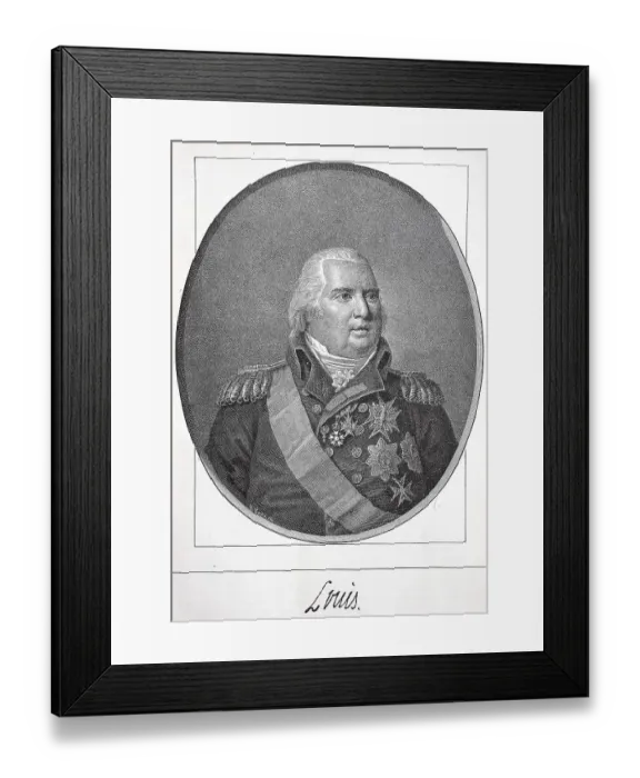 Framed Print : Louis XVIII Stanislas Xavier, was King of France and Navarre silver hake (1814) to 1824 Framed Print : Louis XVIII Stanislas Xavier, was King of France and Navarre silver hake (1814) to 1824