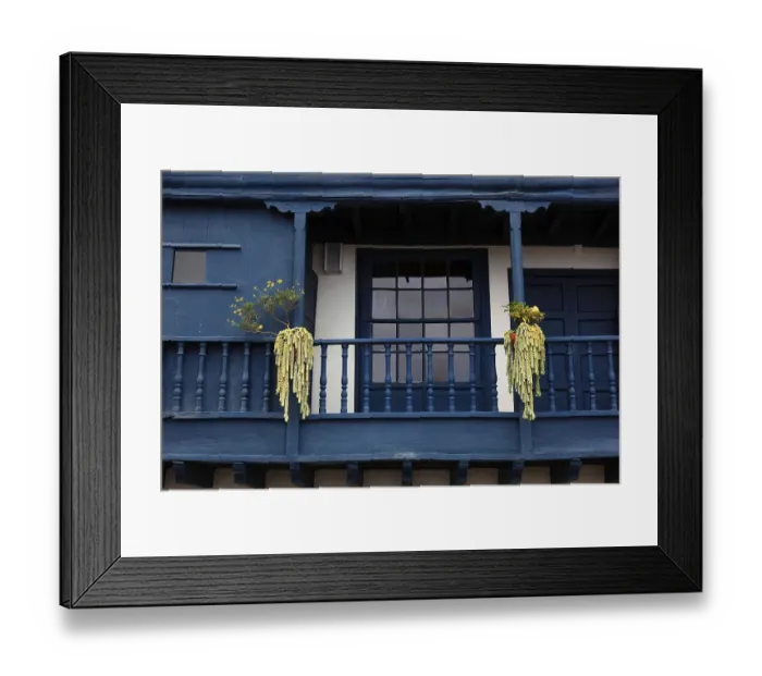 Framed Print : Typical balcony houses on the shore road of the city of Santa Cruz de la Palma