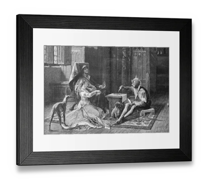 Framed Print : King Charles VI of France. Amusement by a court jester