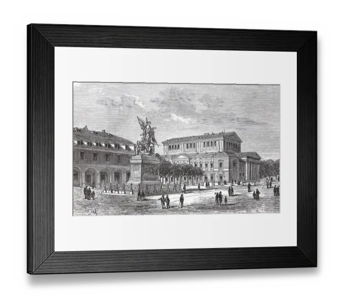 Framed Print : The Court Theatre and the State War Memorial in Darmstadt in 1880 Framed Print : The Court Theatre and the State War Memorial in Darmstadt in 1880