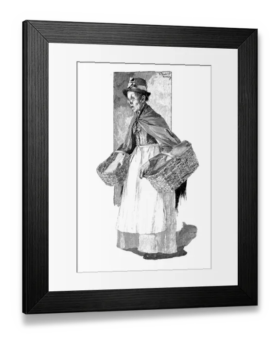 Framed Print : Fishmonger with two baskets, 1880 Framed Print : Fishmonger with two baskets, 1880