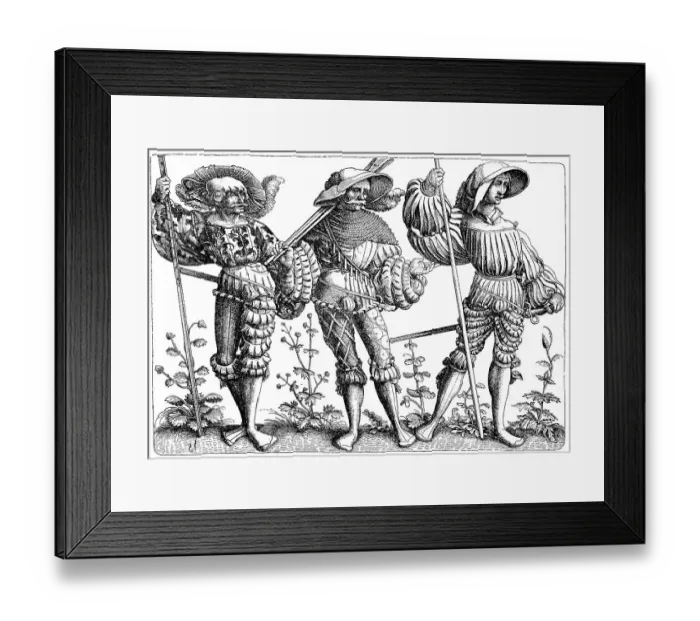 Framed Print : Three Landsknechte, foot soldiers