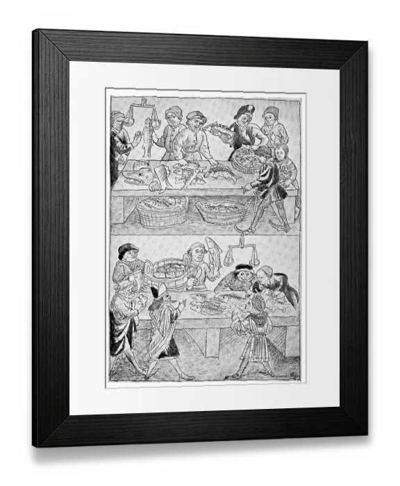 Framed Print : Fish market in Constance, where snails and frogs were also on sale Framed Print : Fish market in Constance, where snails and frogs were also on sale