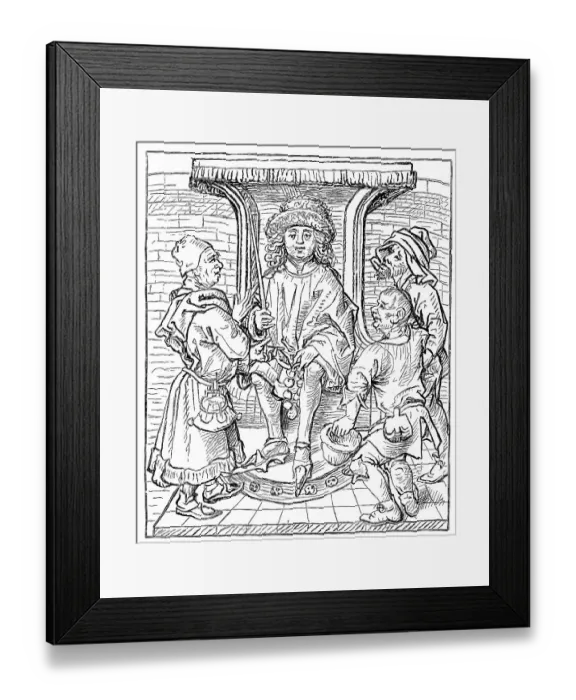 Framed Print : A scene in front of the judge in the 15th century
