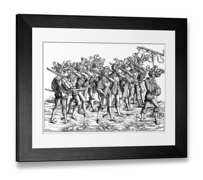 Framed Print : Landsknechte, Fusssoldaten mit Gewehren