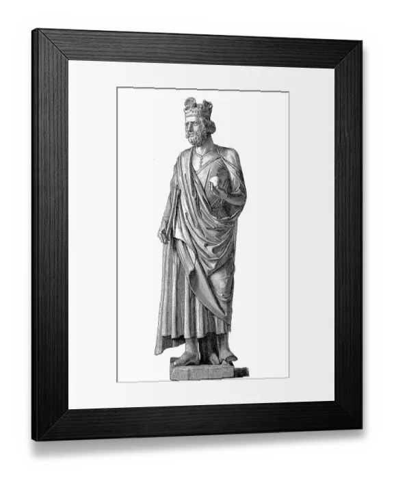 Framed Print : Life-size statue of Emperor Henry II from the 13th century at the Prince's Portal in the Georgenchor of