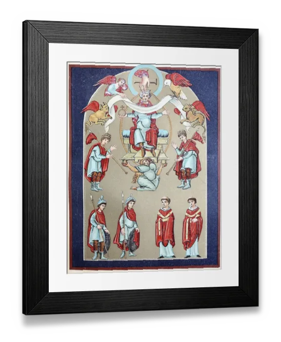 Framed Print : Miniature in the 10th century Gospel Book of Emperor Otto III