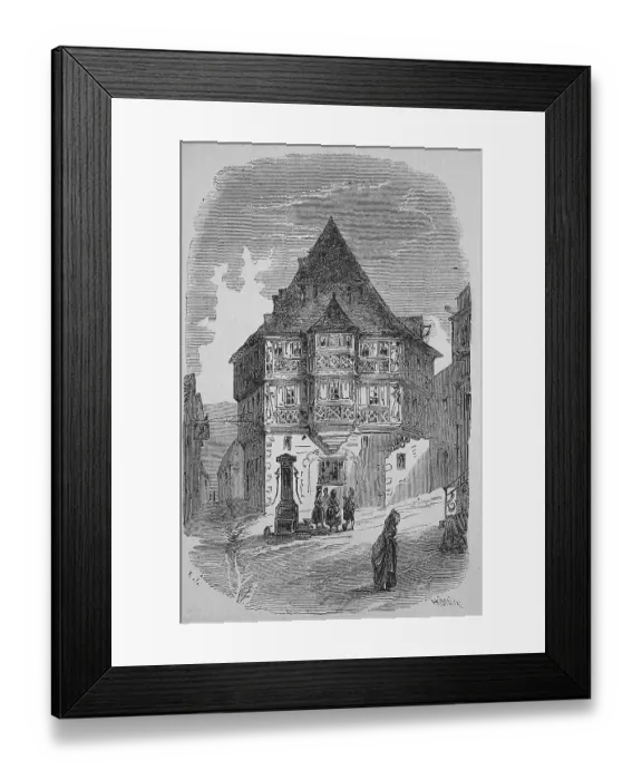 Framed Print : The Hotel zum Riesen in Miltenberg in 1869 Framed Print : The Hotel zum Riesen in Miltenberg in 1869