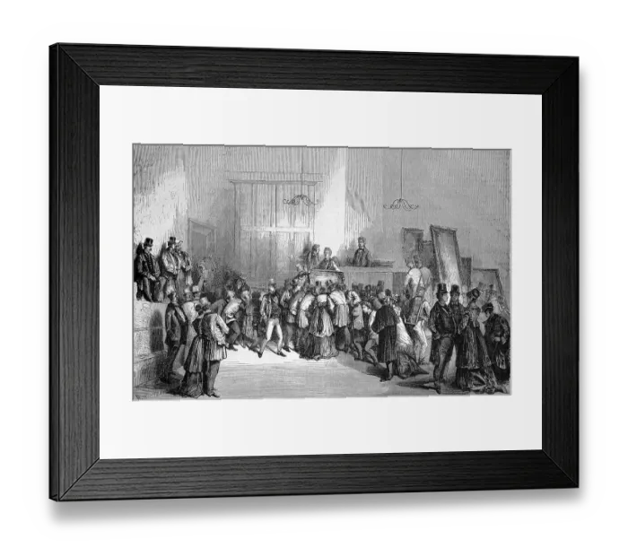 Framed Print : A sale of paintings at the auction house
