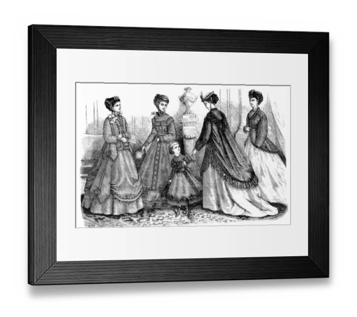 Framed Print : Four woman and two girls in the latest spring fashions