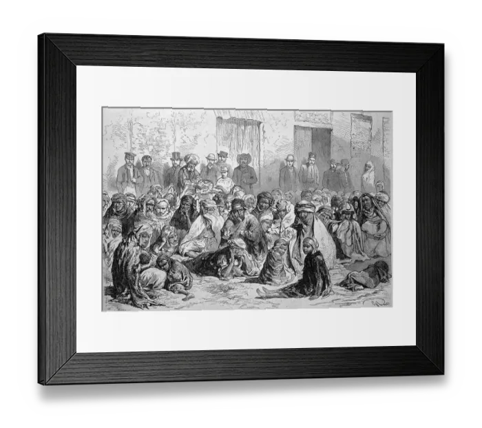 Framed Print : The inhabitants of Setif distributing food to Arab woman and children