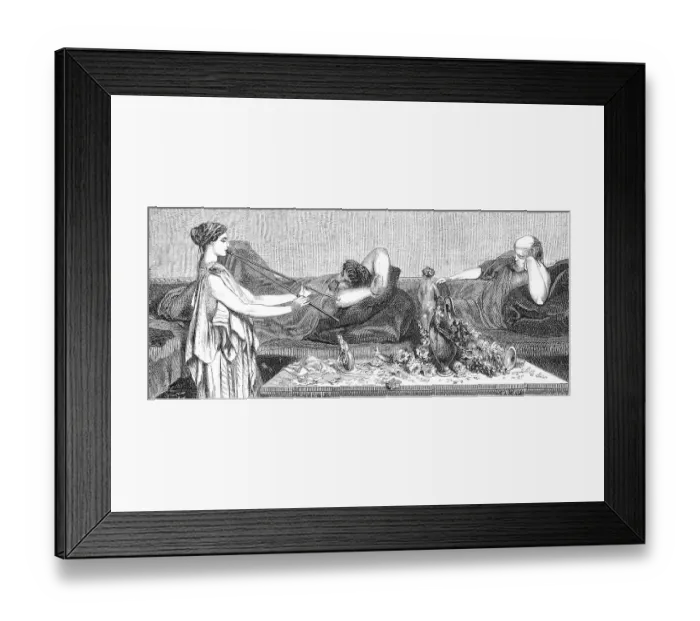 Framed Print : Siesta, sleeping men and a servant with a flute