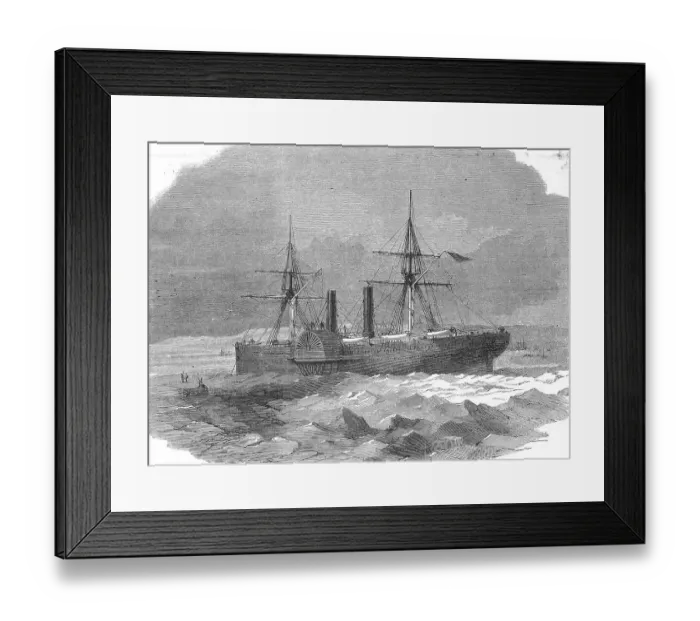 Framed Print : Steamboat trapped in ice on the coast of Denmark Framed Print : Steamboat trapped in ice on the coast of Denmark