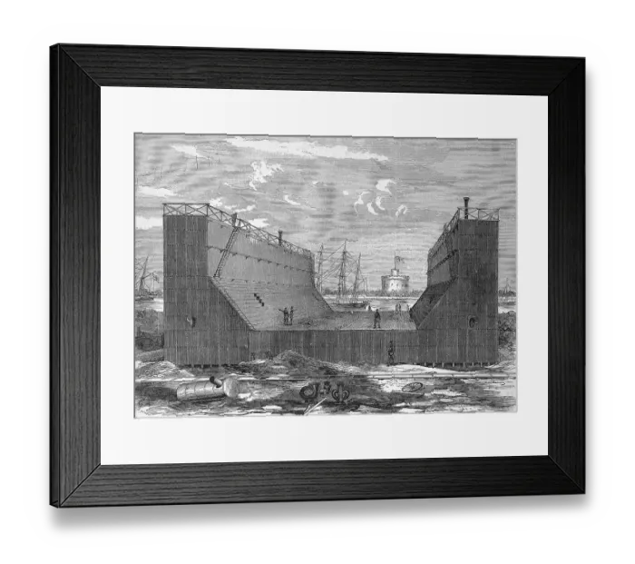 Framed Print : The new iron dock, 1869, of the German Navy Framed Print : The new iron dock, 1869, of the German Navy