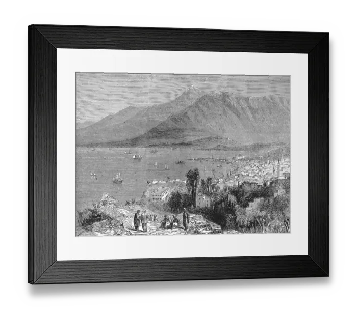 Framed Print : The Port of Beirut and the Mountainous Landscape in the Background Framed Print : The Port of Beirut and the Mountainous Landscape in the Background