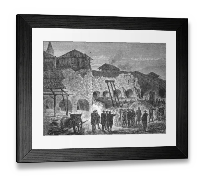 Framed Print : A Police Raid on the Quarries of America Framed Print : A Police Raid on the Quarries of America