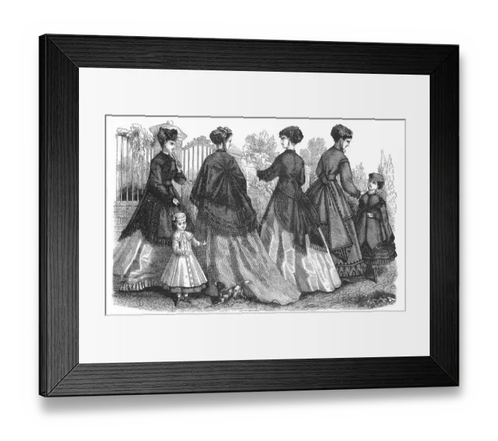 Framed Print : Four woman and two girls in the latest spring fashions Framed Print : Four woman and two girls in the latest spring fashions