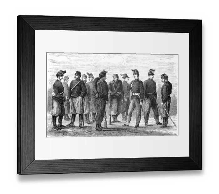 Framed Print : The New Uniforms of the Officers and Soldiers of the Artillery of the Army of Austria in 1869