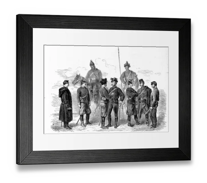 Framed Print : The New Uniforms of the Officers of the Cavalry of the Army of Austria in 1869