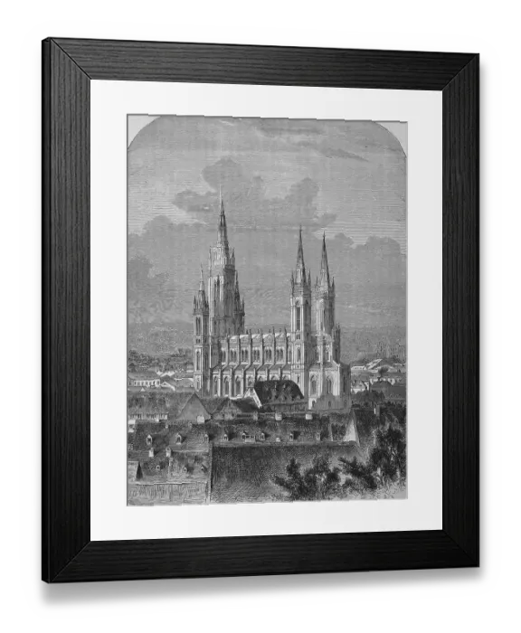 Framed Print : The neo-Gothic Market Church in Wiesbaden after its completion in 1863